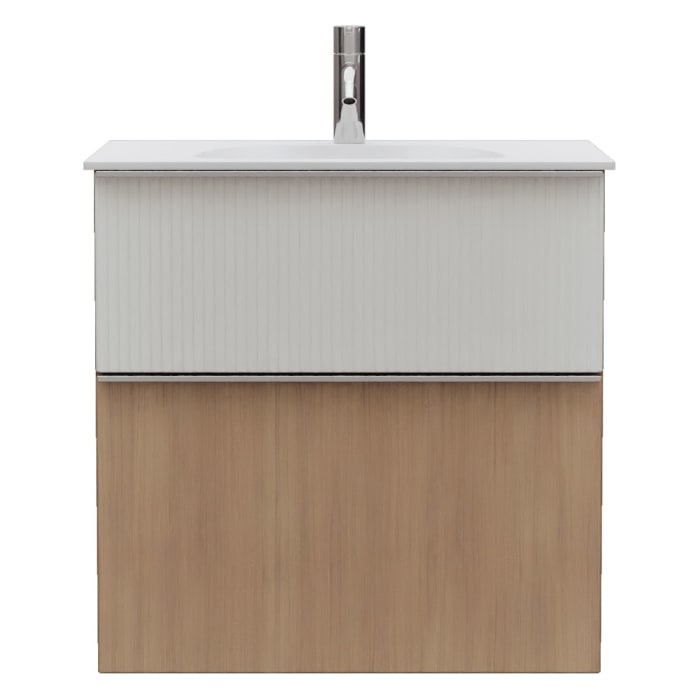 burgbad Fiumo 2.0 Mineralguss-Waschtisch mit Waschtischunterschrank 62 cm, mit Griff G0146