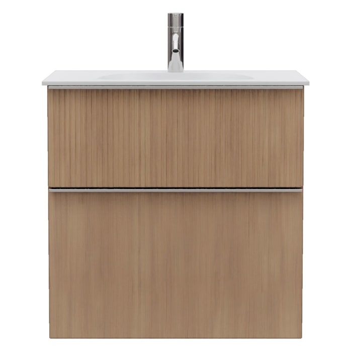 burgbad Fiumo 2.0 Mineralguss-Waschtisch mit Waschtischunterschrank 62 cm, mit Griff G0146