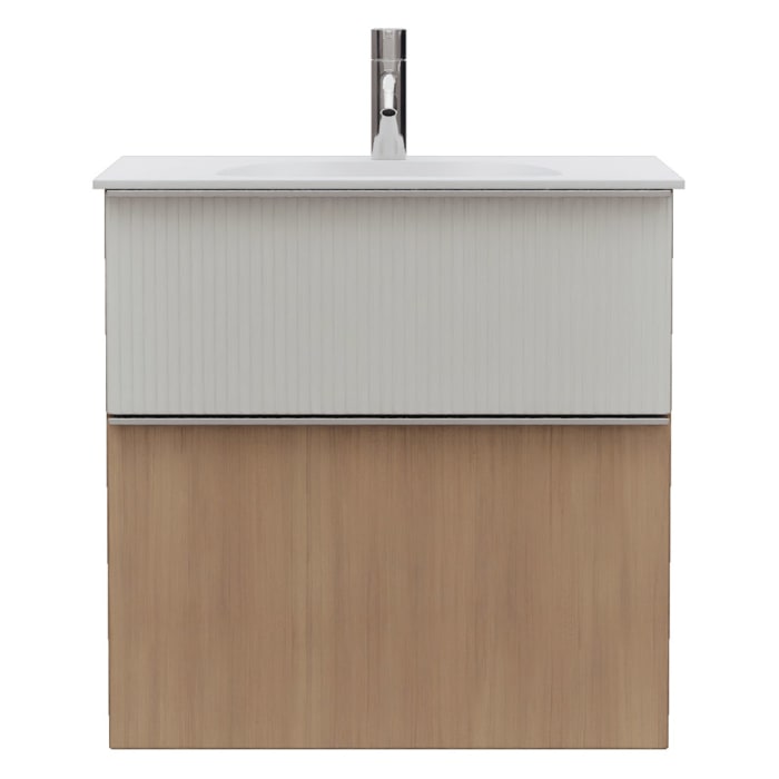 burgbad Fiumo 2.0 Mineralguss-Waschtisch mit Waschtischunterschrank 62 cm, mit Griff G0146