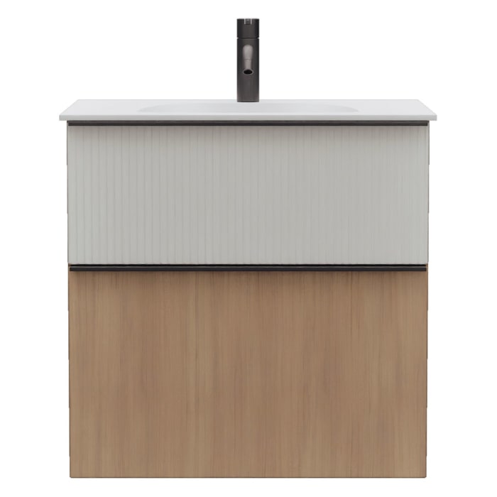 burgbad Fiumo 2.0 Mineralguss-Waschtisch mit Waschtischunterschrank 62 cm, mit Griff G0200