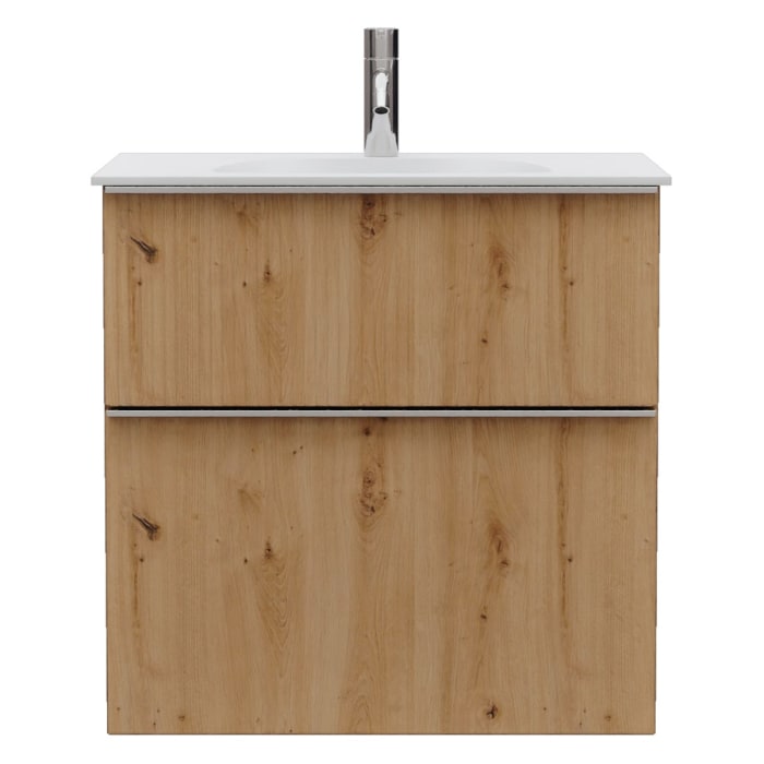 burgbad Fiumo 2.0 Mineralguss-Waschtisch mit Waschtischunterschrank 62 cm, mit Griff G0146