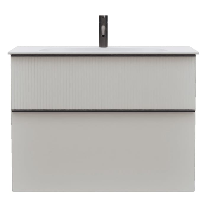 burgbad Fiumo 2.0 Mineralguss-Waschtisch mit Waschtischunterschrank 82 cm, mit Griff G0200