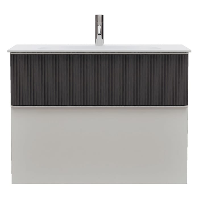 burgbad Fiumo 2.0 Mineralguss-Waschtisch mit Waschtischunterschrank 82 cm, mit Griff G0146