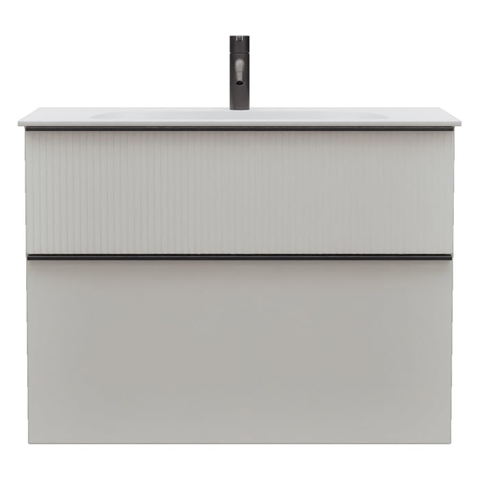 burgbad Fiumo 2.0 Mineralguss-Waschtisch mit Waschtischunterschrank 82 cm, mit Griff G0200