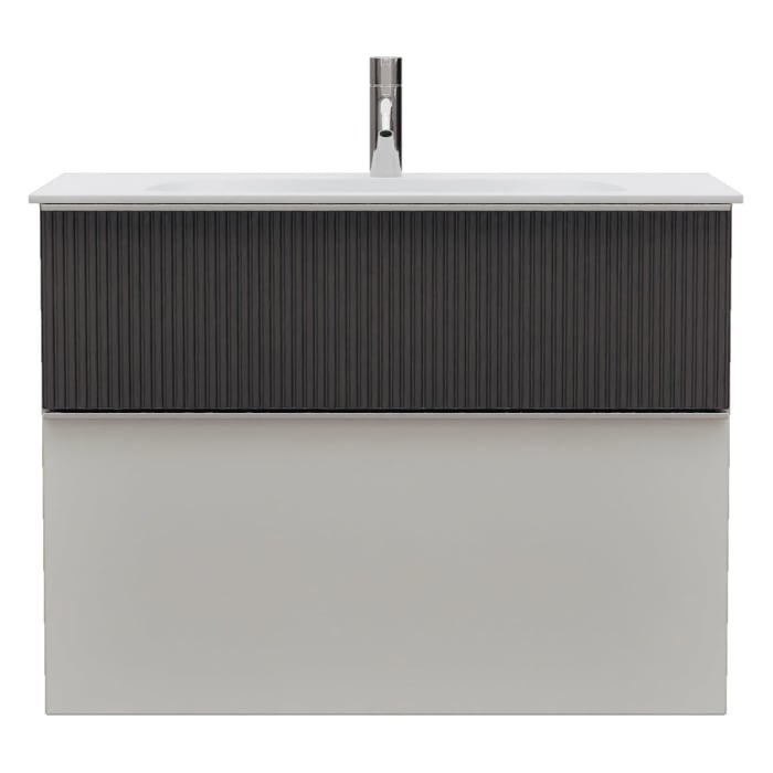 burgbad Fiumo 2.0 Mineralguss-Waschtisch mit Waschtischunterschrank 82 cm, mit Griff G0146