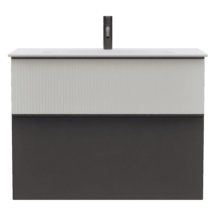 burgbad Fiumo 2.0 Mineralguss-Waschtisch mit Waschtischunterschrank 82 cm, mit Griff G0200