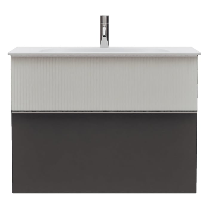 burgbad Fiumo 2.0 Mineralguss-Waschtisch mit Waschtischunterschrank 82 cm, mit Griff G0146