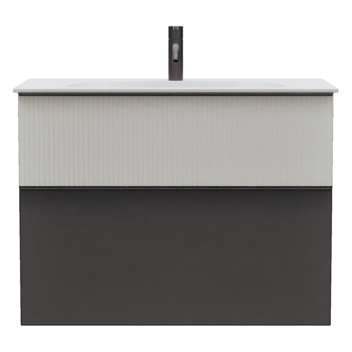 burgbad Fiumo 2.0 Mineralguss-Waschtisch mit Waschtischunterschrank 82 cm, mit Griff G0200