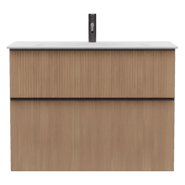 burgbad Fiumo 2.0 Mineralguss-Waschtisch mit Waschtischunterschrank 82 cm, mit Griff G0200