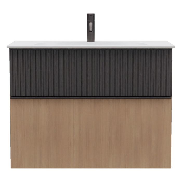 burgbad Fiumo 2.0 Mineralguss-Waschtisch mit Waschtischunterschrank 82 cm, mit Griff G0200