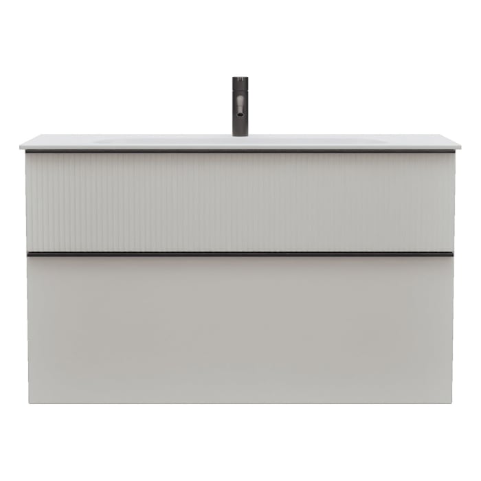 burgbad Fiumo 2.0 Mineralguss-Waschtisch mit Waschtischunterschrank 102 cm, mit Griff G0200