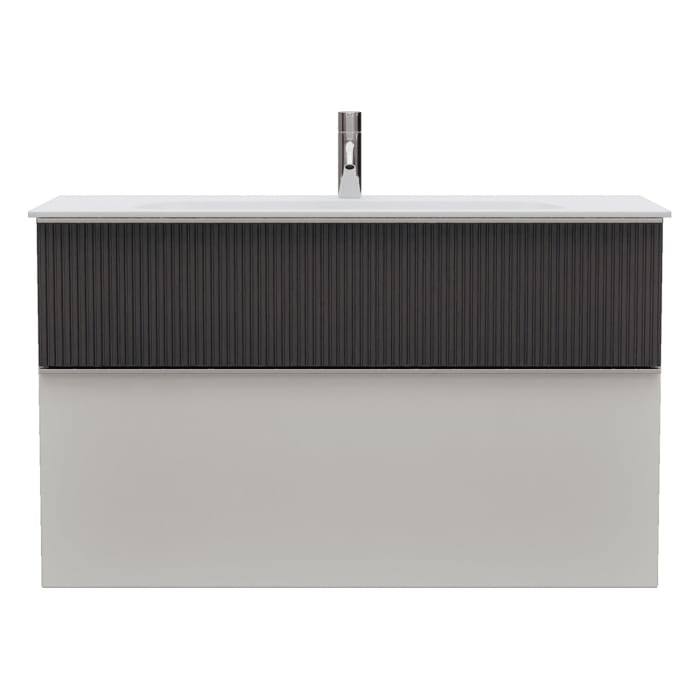 burgbad Fiumo 2.0 Mineralguss-Waschtisch mit Waschtischunterschrank 102 cm, mit Griff G0146