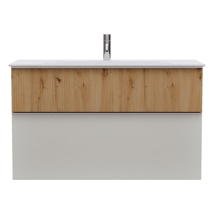 burgbad Fiumo 2.0 Mineralguss-Waschtisch mit Waschtischunterschrank 102 cm, mit Griff G0146