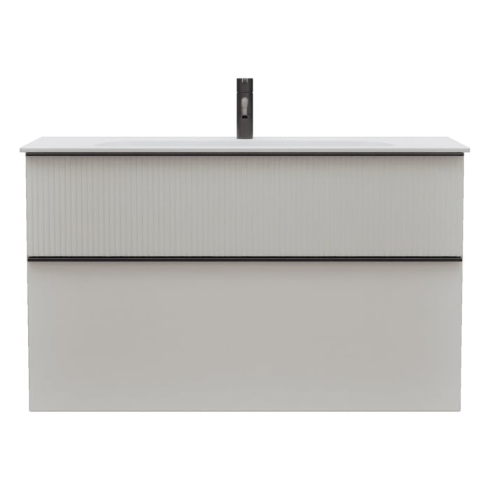 burgbad Fiumo 2.0 Mineralguss-Waschtisch mit Waschtischunterschrank 102 cm, mit Griff G0200