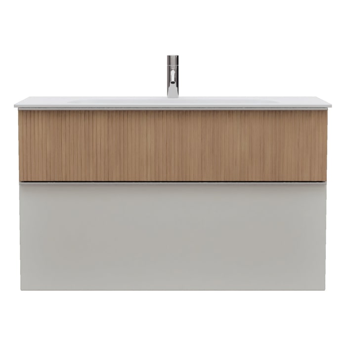 burgbad Fiumo 2.0 Mineralguss-Waschtisch mit Waschtischunterschrank 102 cm, mit Griff G0146