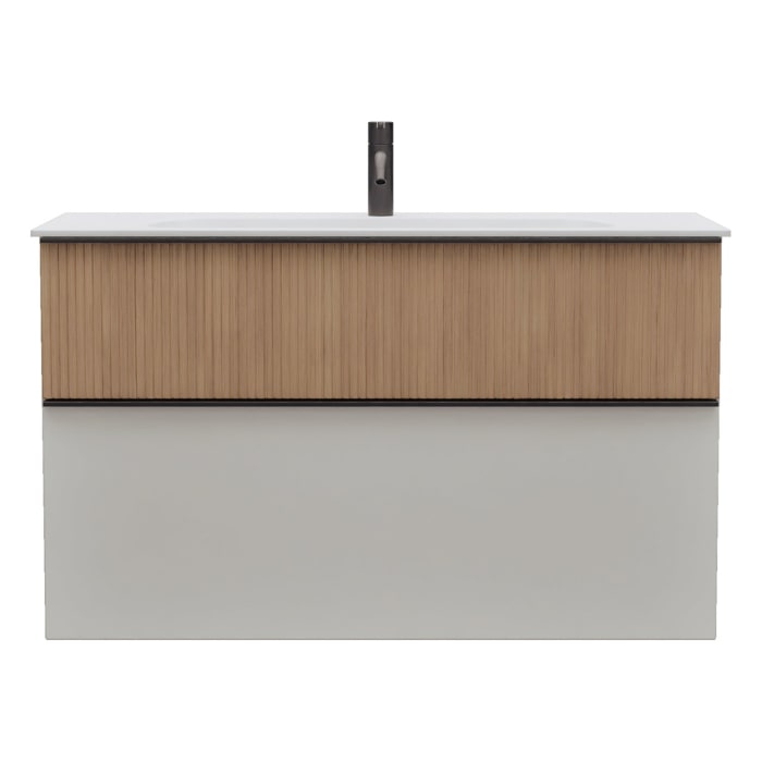 burgbad Fiumo 2.0 Mineralguss-Waschtisch mit Waschtischunterschrank 102 cm, mit Griff G0200