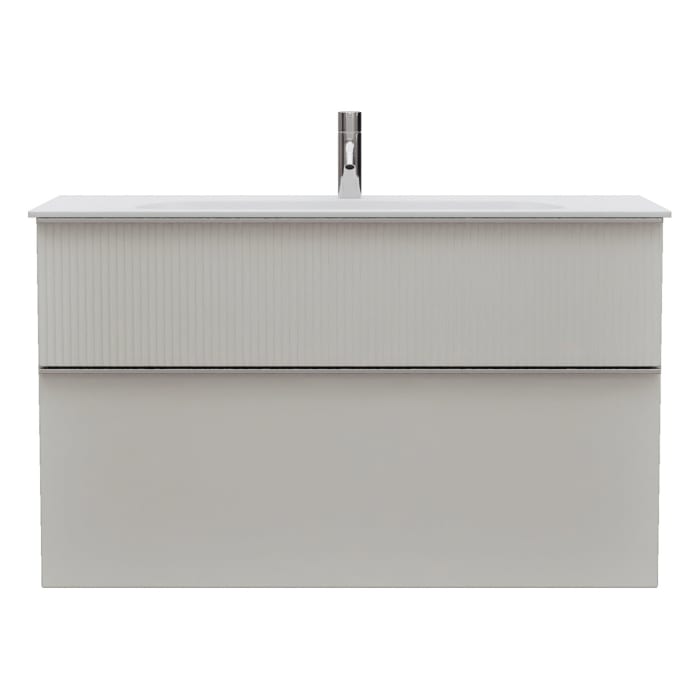 burgbad Fiumo 2.0 Mineralguss-Waschtisch mit Waschtischunterschrank 102 cm, mit Griff G0146