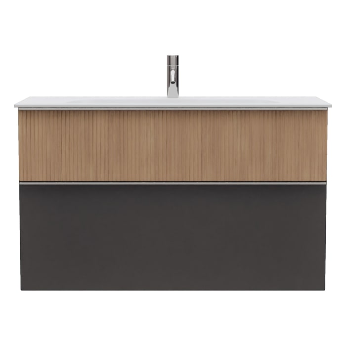 burgbad Fiumo 2.0 Mineralguss-Waschtisch mit Waschtischunterschrank 102 cm, mit Griff G0146