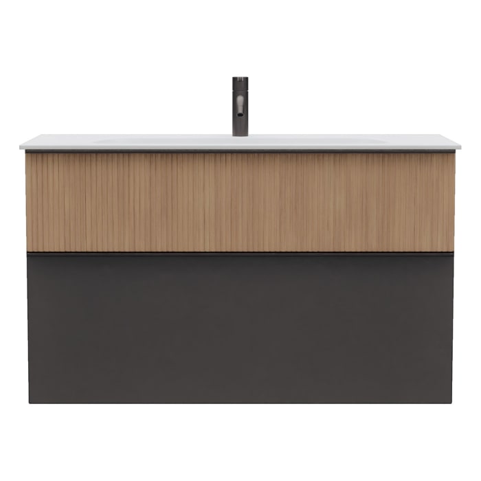 burgbad Fiumo 2.0 Mineralguss-Waschtisch mit Waschtischunterschrank 102 cm, mit Griff G0200