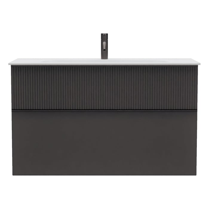 burgbad Fiumo 2.0 Mineralguss-Waschtisch mit Waschtischunterschrank 102 cm, mit Griff G0200