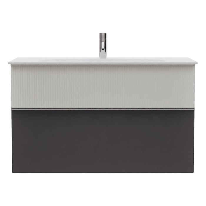 burgbad Fiumo 2.0 Mineralguss-Waschtisch mit Waschtischunterschrank 102 cm, mit Griff G0146