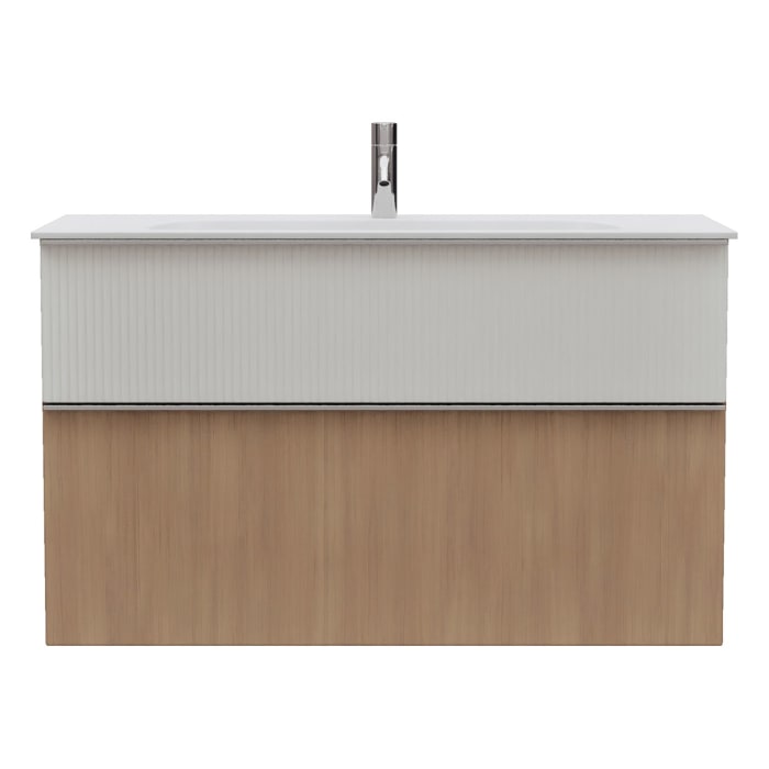 burgbad Fiumo 2.0 Mineralguss-Waschtisch mit Waschtischunterschrank 102 cm, mit Griff G0146