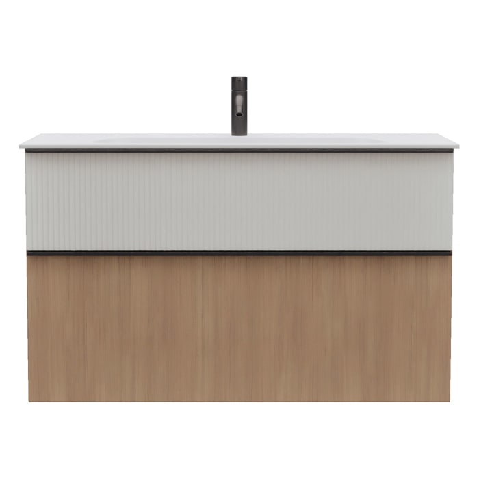 burgbad Fiumo 2.0 Mineralguss-Waschtisch mit Waschtischunterschrank 102 cm, mit Griff G0200