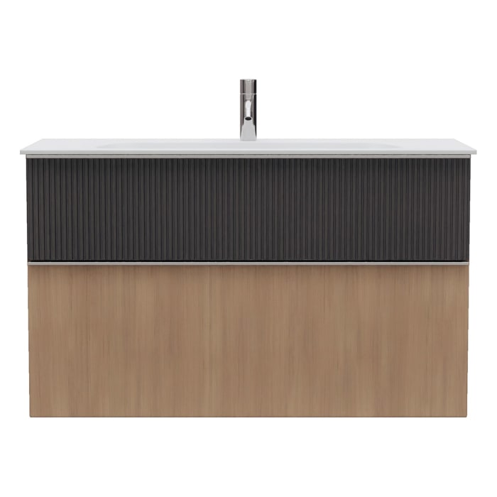 burgbad Fiumo 2.0 Mineralguss-Waschtisch mit Waschtischunterschrank 102 cm, mit Griff G0146