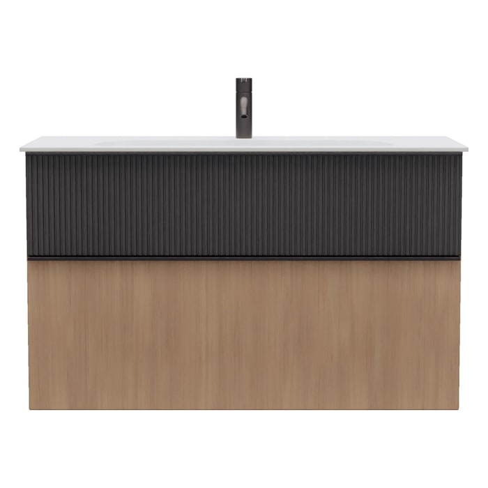 burgbad Fiumo 2.0 Mineralguss-Waschtisch mit Waschtischunterschrank 102 cm, mit Griff G0200