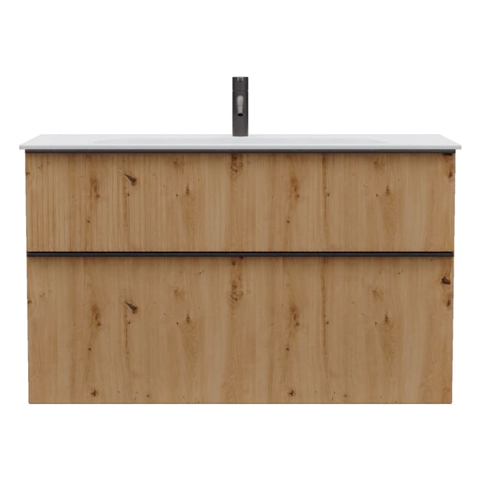 burgbad Fiumo 2.0 Mineralguss-Waschtisch mit Waschtischunterschrank 102 cm, mit Griff G0200