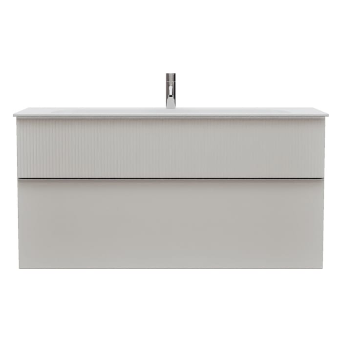 burgbad Fiumo 2.0 Mineralguss-Waschtisch mit Waschtischunterschrank 122 cm, mit Griff G0146