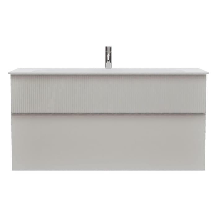 burgbad Fiumo 2.0 Mineralguss-Waschtisch mit Waschtischunterschrank 122 cm, mit Griff G0146