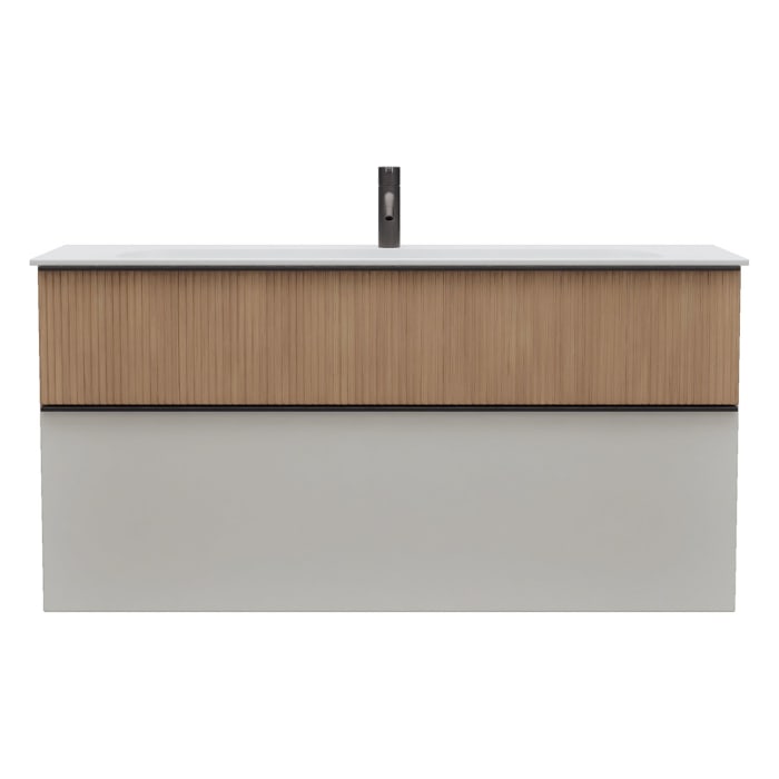 burgbad Fiumo 2.0 Mineralguss-Waschtisch mit Waschtischunterschrank 122 cm, mit Griff G0200