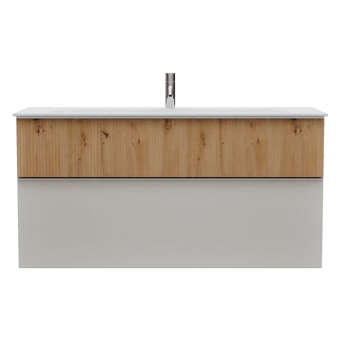 burgbad Fiumo 2.0 Mineralguss-Waschtisch mit Waschtischunterschrank 122 cm, mit Griff G0146