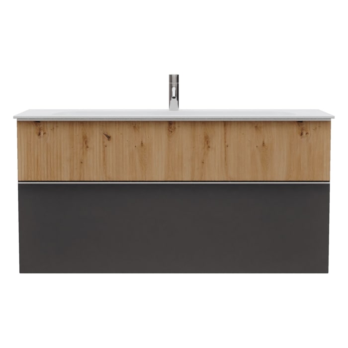 burgbad Fiumo 2.0 Mineralguss-Waschtisch mit Waschtischunterschrank 122 cm, mit Griff G0146