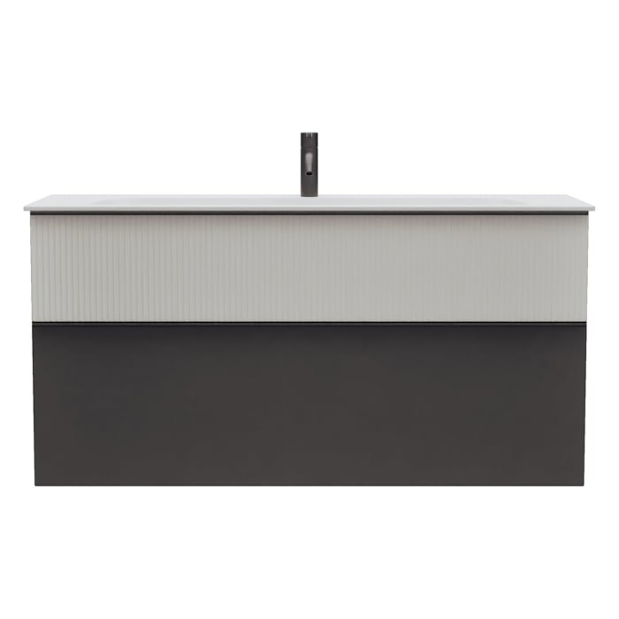 burgbad Fiumo 2.0 Mineralguss-Waschtisch mit Waschtischunterschrank 122 cm, mit Griff G0200