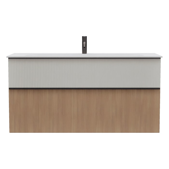 burgbad Fiumo 2.0 Mineralguss-Waschtisch mit Waschtischunterschrank 122 cm, mit Griff G0200