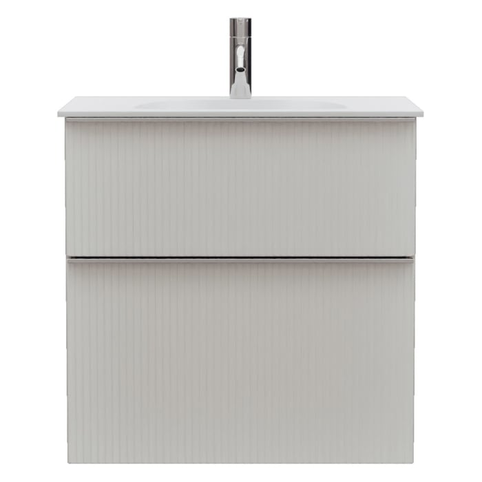 burgbad Fiumo 2.0 Mineralguss-Waschtisch mit Waschtischunterschrank 62 cm, mit Griff G0146