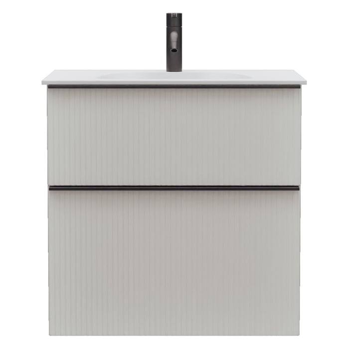 burgbad Fiumo 2.0 Mineralguss-Waschtisch mit Waschtischunterschrank 62 cm, mit Griff G0200