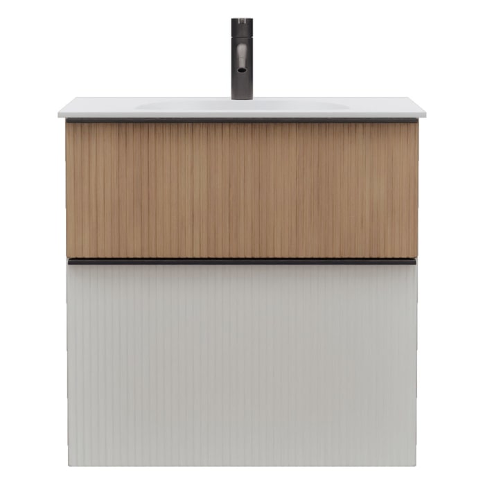burgbad Fiumo 2.0 Mineralguss-Waschtisch mit Waschtischunterschrank 62 cm, mit Griff G0200