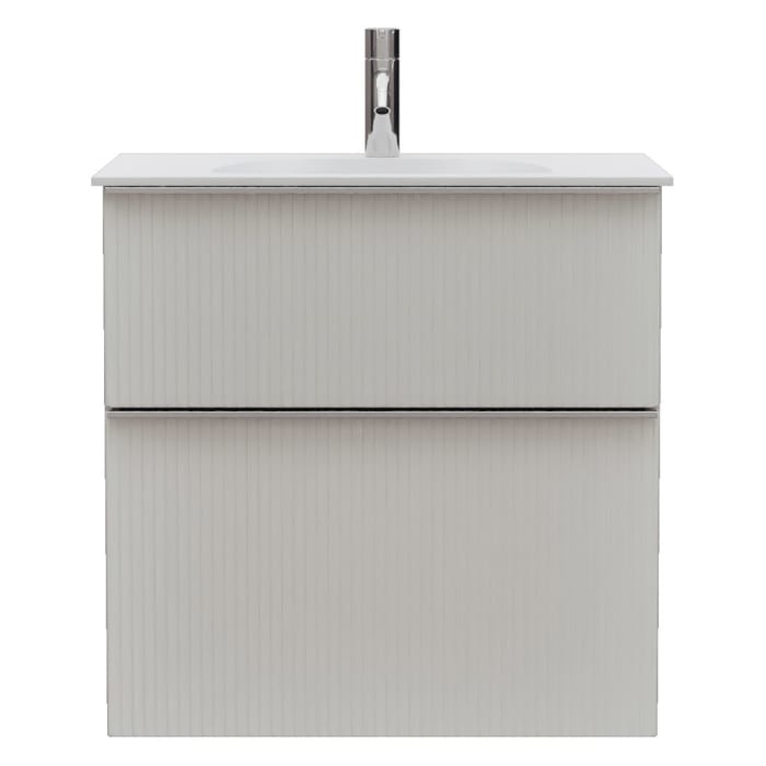 burgbad Fiumo 2.0 Mineralguss-Waschtisch mit Waschtischunterschrank 62 cm, mit Griff G0146