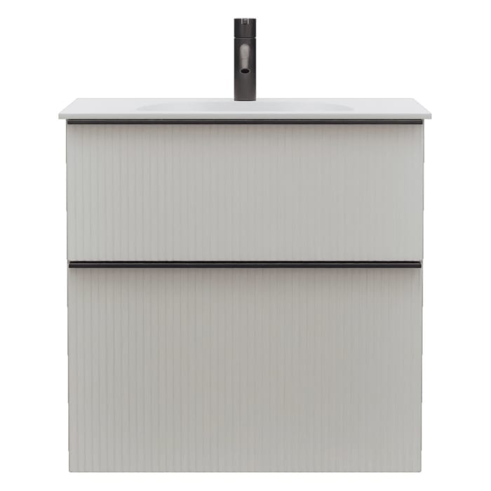 burgbad Fiumo 2.0 Mineralguss-Waschtisch mit Waschtischunterschrank 62 cm, mit Griff G0200