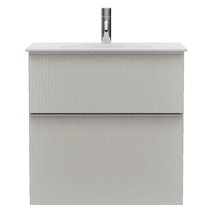 burgbad Fiumo 2.0 Mineralguss-Waschtisch mit Waschtischunterschrank 62 cm, mit Griff G0146