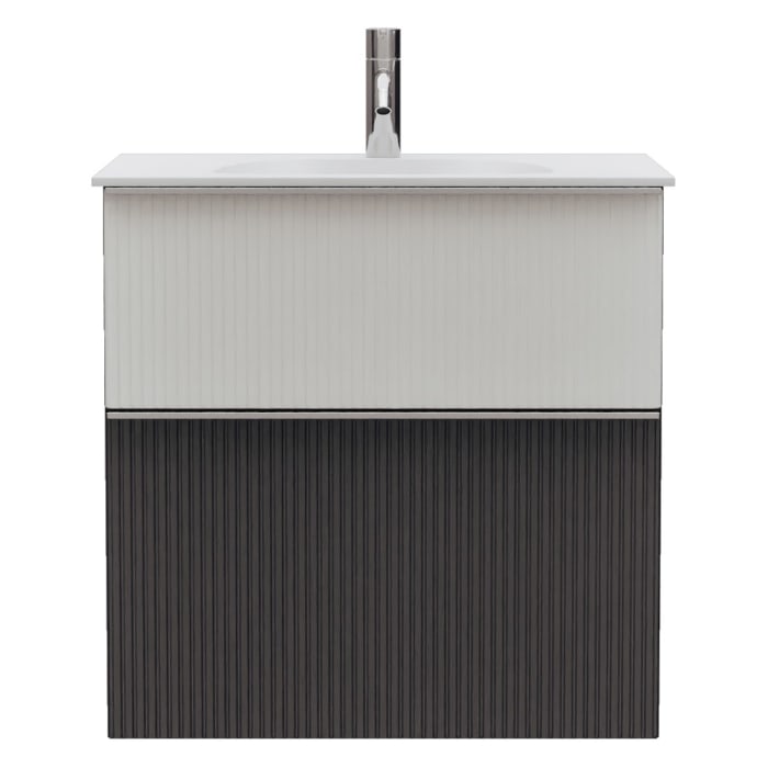 burgbad Fiumo 2.0 Mineralguss-Waschtisch mit Waschtischunterschrank 62 cm, mit Griff G0146