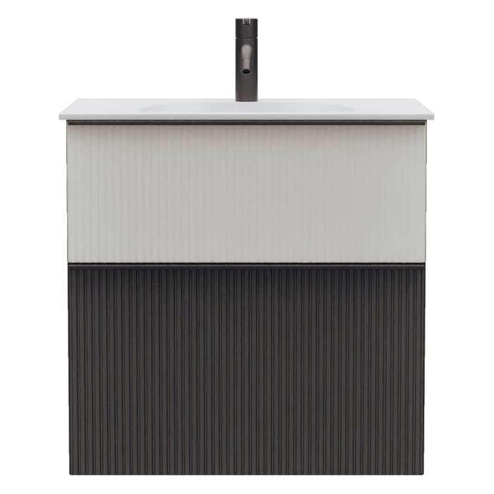 burgbad Fiumo 2.0 Mineralguss-Waschtisch mit Waschtischunterschrank 62 cm, mit Griff G0200