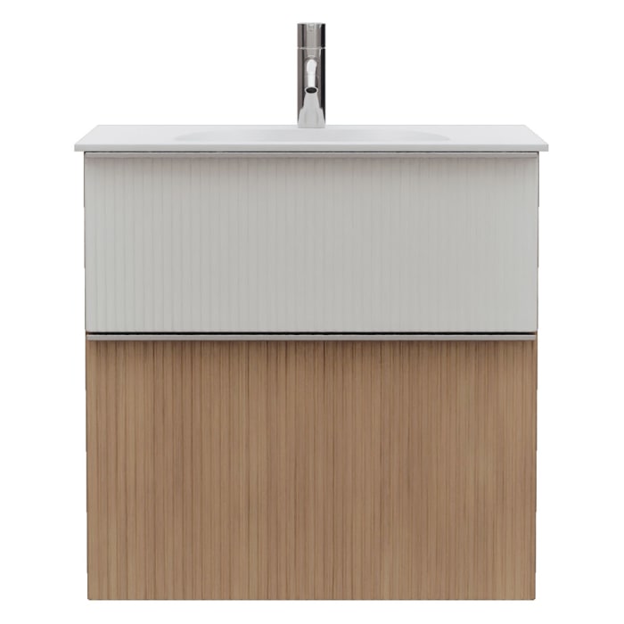 burgbad Fiumo 2.0 Mineralguss-Waschtisch mit Waschtischunterschrank 62 cm, mit Griff G0146