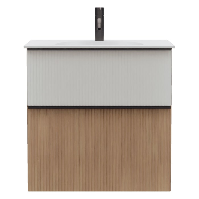 burgbad Fiumo 2.0 Mineralguss-Waschtisch mit Waschtischunterschrank 62 cm, mit Griff G0200