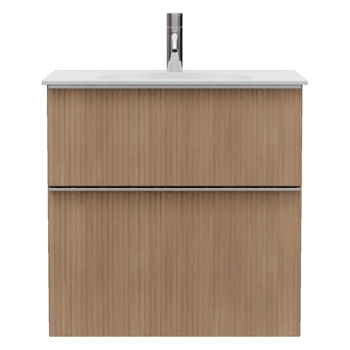 burgbad Fiumo 2.0 Mineralguss-Waschtisch mit Waschtischunterschrank 62 cm, mit Griff G0146