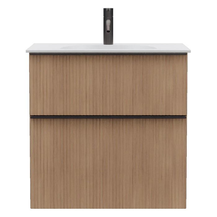 burgbad Fiumo 2.0 Mineralguss-Waschtisch mit Waschtischunterschrank 62 cm, mit Griff G0200