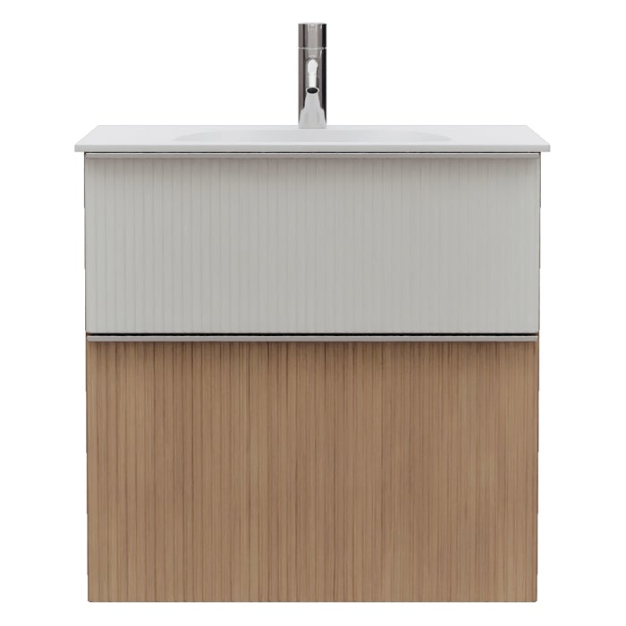 burgbad Fiumo 2.0 Mineralguss-Waschtisch mit Waschtischunterschrank 62 cm, mit Griff G0146